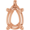 Pear 5 Prong Solitaire Necklace or Slide Pendant Mounting in 14 Karat Rose Gold for Pear shape Stone, 0.53 grams