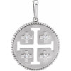 Jerusalem Cross Necklace or Pendant Mounting in 14 Karat White Gold for Round Stone, 3.12 grams