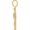 Accented Baguette Cross Necklace or Pendant Mounting in 14 Karat Yellow Gold for Round Stone, 1.17 grams