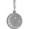 Crescent Moon Disc Necklace or Pendant Mounting in 14 Karat White Gold for Round Stone, 1.33 grams