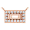 Halo Style Necklace or Center Mounting in 14 Karat Rose Gold for Straight baguette Stone, 0.56 grams