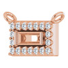 Halo Style Necklace or Center Mounting in 14 Karat Rose Gold for Straight baguette Stone, 0.56 grams