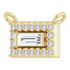 Halo Style Necklace or Center Mounting in 14 Karat Yellow Gold for Straight baguette Stone, 0.55 grams