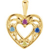 Family Heart Pendant Mounting in 18 Karat Yellow Gold for Round Stone, 3.58 grams