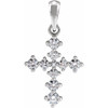 Cross Necklace or Pendant Mounting in 14 Karat White Gold for Round Stone, 1.12 grams