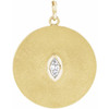 Accented Disc Necklace or Pendant Mounting in 14 Karat Yellow Gold for Marquise Stone, 1.69 grams