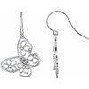 Floral Butterfly Earrings Mounting in 18 Karat White Gold for Round Stone, 3.28 grams