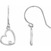 Accented Heart Earrings Mounting in Platinum for Round Stone, 1.2 grams