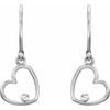 Accented Heart Earrings Mounting in Platinum for Round Stone, 1.2 grams