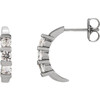 Three Stone J Hoop Earrings Mounting in 14 Karat White Gold for Round Stone, 2.66 grams