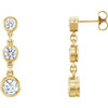 Three Stone Bezel Set Earrings Mounting in 14 Karat Yellow Gold for Round Stone, 1.48 grams