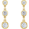 Three Stone Bezel Set Earrings Mounting in 14 Karat Yellow Gold for Round Stone, 1.48 grams
