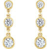 Three Stone Bezel Set Earrings Mounting in 14 Karat Yellow Gold for Round Stone, 1.48 grams