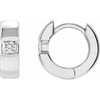 Accented Huggie Hoop Earrings Mounting in 14 Karat White Gold for Round Stone, 3.76 grams