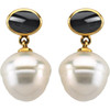Accented Pearl Earrings Mounting in 14 Karat Yellow Gold for Pearl Stone, 1.27 grams