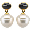 Accented Pearl Earrings Mounting in 14 Karat Yellow Gold for Pearl Stone, 1.27 grams