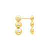 Three Stone Bezel Set Earrings Mounting in 18 Karat Yellow Gold for Round Stone, 4.05 grams