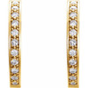 Inside Outside Hoop Earrings Mounting in 14 Karat Yellow Gold for Round Stone, 8.71 grams