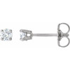 Round 4 Prong Lightweight Stud Earrings Mounting in 14 Karat White Gold for Round Stone, 0.59 grams