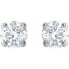 Round 4 Prong Lightweight Stud Earrings Mounting in 14 Karat White Gold for Round Stone, 0.59 grams