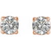 Round 4 Prong Lightweight Stud Earrings Mounting in 14 Karat Rose Gold for Round Stone, 0.59 grams