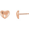 Puffed Heart Earrings Mounting in 14 Karat Rose Gold for Round Stone, 0.96 grams