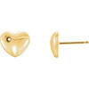 Puffed Heart Earrings Mounting in 14 Karat Yellow Gold for Round Stone, 0.96 grams