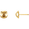 Accented Stud Earrings Mounting in 14 Karat Yellow Gold for Round Stone, 0.55 grams