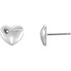 Puffed Heart Earrings Mounting in 14 Karat White Gold for Round Stone, 0.93 grams