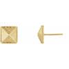 Pyramid Earrings Mounting in 14 Karat Yellow Gold for Round Stone, 0.9 grams