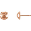 Accented Stud Earrings Mounting in 14 Karat Rose Gold for Round Stone, 0.55 grams