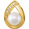 Accented Pearl Earrings Mounting in 14 Karat White Gold for Pearl Stone, 2.18 grams
