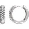 Pavé Hoop Earrings Mounting in 14 Karat White Gold for Round Stone, 4.7 grams