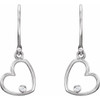 Accented Heart Earrings Mounting in 14 Karat Rose Gold for Round Stone, 0.77 grams