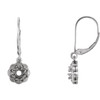 Vintage Inspired Lever Back Earrings Mounting in 14 Karat White Gold for Round Stone, 1.39 grams