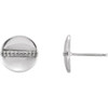 Accented Circle Earrings Mounting in 14 Karat White Gold for Round Stone, 1.35 grams