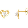 Pearl Heart Earrings Mounting in 10 Karat White Gold for Pearl Stone, 0.47 grams