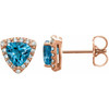 Halo Style Earrings Mounting in 14 Karat Rose Gold for Round Stone, 1.47 grams
