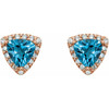 Halo Style Earrings Mounting in 14 Karat Rose Gold for Round Stone, 1.47 grams