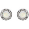 Bezel Set Halo Style Earrings Mounting in Platinum for Round Stone, 5.45 grams