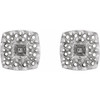 Halo Style Earrings Mounting in Platinum for Square Stone, 2.59 grams