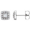 Halo Style Earrings Mounting in 14 Karat White Gold for Square Stone, 1.62 grams