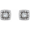 Halo Style Earrings Mounting in 14 Karat White Gold for Square Stone, 1.62 grams