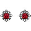 Cushion 4 Prong Vintage Inspired Earrings Mounting in Platinum for Cushion Stone, 4.68 grams