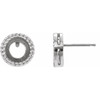 Cabochon Bezel Set Leaf Earrings Mounting in Platinum for Round Stone, 1.7 grams