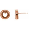 Cabochon Bezel Set Leaf Earrings Mounting in 14 Karat Rose Gold for Round Stone, 1.09 grams