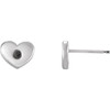 Heart Earrings Mounting in 14 Karat White Gold for Round Stone, 0.78 grams