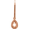 Halo Style Earrings Mounting in 14 Karat Rose Gold for Pear shape Stone, 1.39 grams
