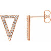 Triangle Earrings Mounting in 14 Karat Rose Gold for Round Stone, 1.99 grams