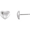 Puffed Heart Earrings Mounting in Sterling Silver for Round Stone, 0.77 grams